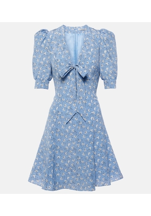 Alessandra Rich Bow-detail printed silk minidress