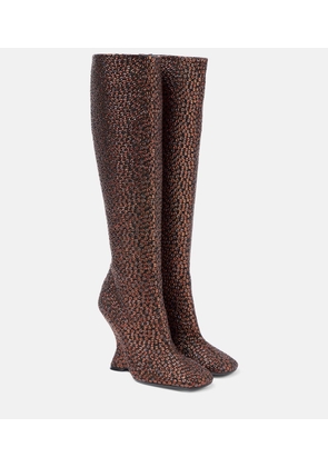 Dries Van Noten 105 glitter wedge knee-high boots