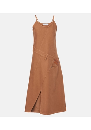 JW Anderson Logo asymmetric cotton midi dress