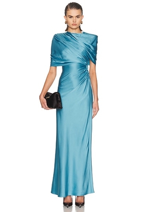 Stella McCartney Draped Cape Gown in Steel Blue - Blue. Size 34 (also in 36, 40).