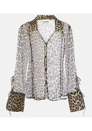 Ganni Leopard-print chiffon shirt