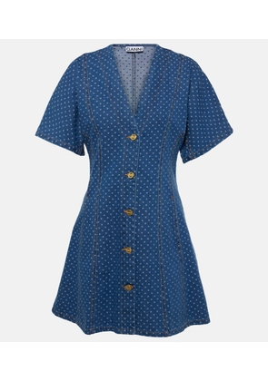 Ganni Polka-dot denim minidress