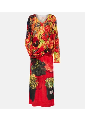 JW Anderson Asymmetric draped wool-blend maxi dress