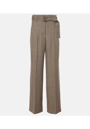Brunello Cucinelli Herringbone wool-blend wide-leg pants
