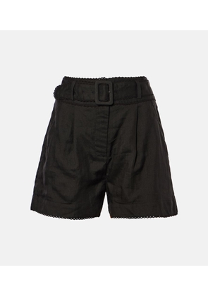 Veronica Beard Hobbes high-rise ramie shorts