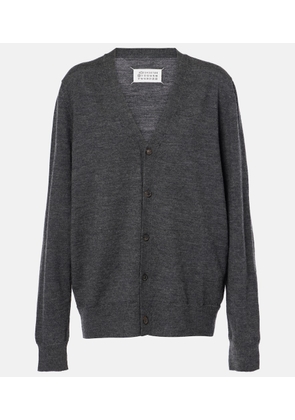 Maison Margiela Leather-trimmed wool cardigan