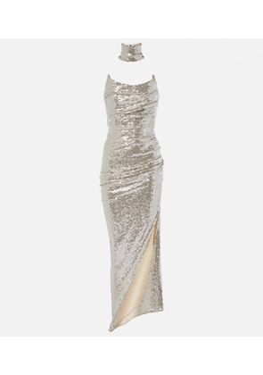 Maticevski Exhilarate gathered sequined gown