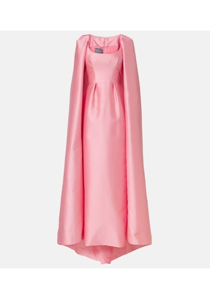 Monique Lhuillier Caped mikado gown