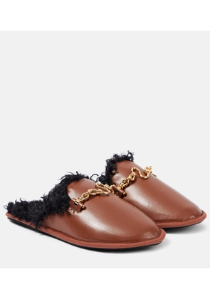 Stella McCartney Ryder teddy-trimmed faux leather mules