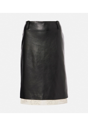 Magda Butrym Crochet-trimmed leather midi skirt
