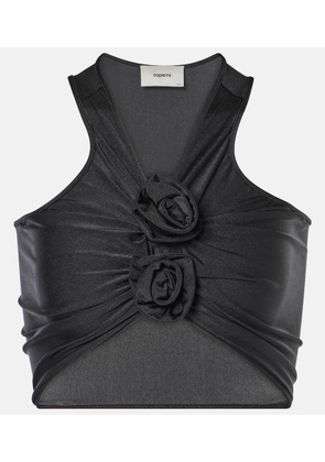 Coperni Floral-applique crop top