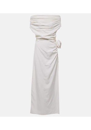 Magda Butrym Floral-applique off-shoulder silk midi dress
