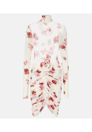 Magda Butrym Floral-applique sheer jersey minidress