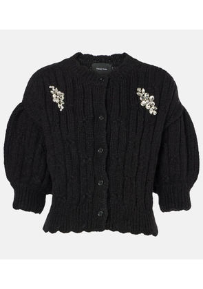 Simone Rocha Embellished cable-knit wool-blend cardigan