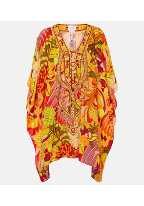 Camilla Embellished floral silk beach dress