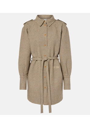 Patou Houndstooth flannel shirt dress