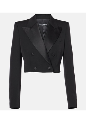 Dolce&Gabbana Cropped cotton-blend tuxedo jacket