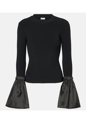Simkhai Agata taffeta-trimmed ribbed-knit top