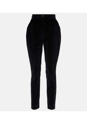 Dolce&Gabbana High-rise cotton-blend velvet tuxedo pants