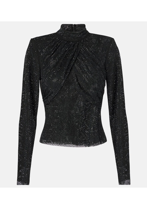 Self-Portrait Embellished mesh top