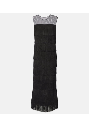 Norma Kamali Fringed tiered maxi dress