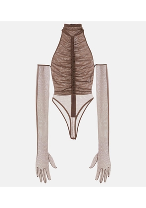 Alex Perry Ruched sheer bodysuit