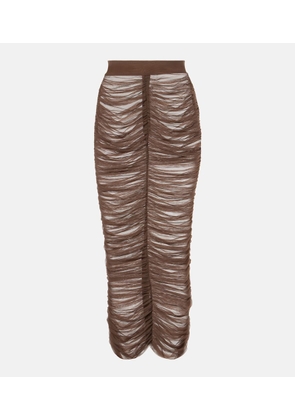 Alex Perry Ruched mesh midi skirt