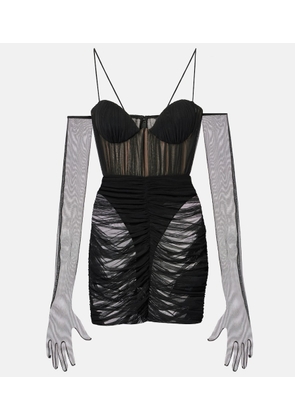 Alex Perry Ruched sheer bustier dress