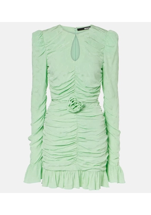 Rotate Floral-applique ruched minidress