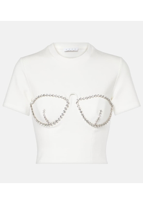 Area Crystal-embellished jersey crop top