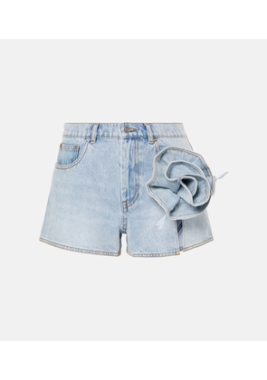 Area Floral-applique denim shorts