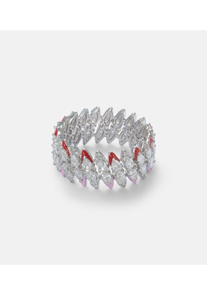 Kamyen 18kt white gold and enamel ring with diamonds