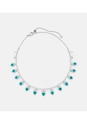 Kamyen 18kt white gold choker with emeralds and diamonds