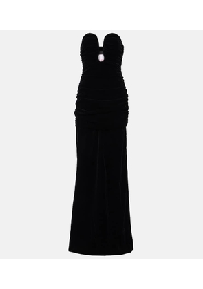 Carolina Herrera Ruched velvet bustier gown