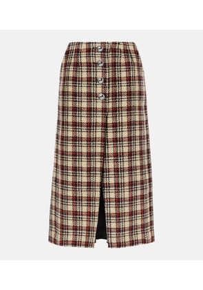 Rabanne Plaid wool and cotton midi skirt