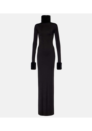 The New Arrivals Ilkyaz Ozel Priscilla faux fur-trimmed silk-blend gown
