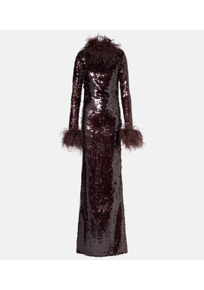 The New Arrivals Ilkyaz Ozel Zouzou feather-trimmed sequined gown