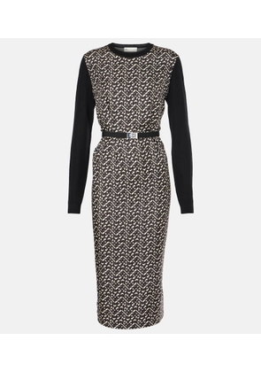 Tory Burch Belted silk-trimmed wool midi dress