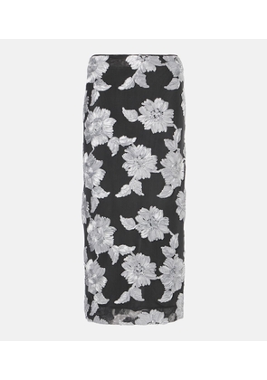 Rotate Embroidered mesh pencil skirt