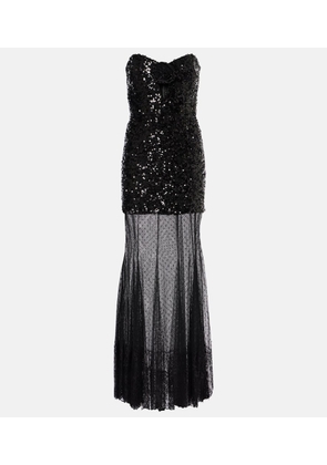 Rebecca Vallance Diana sequined mesh-trimmed gown