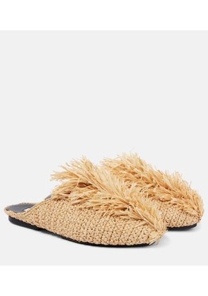 Jil Sander Fringed raffia mules