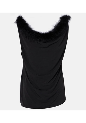 Coperni Boa feather-trimmed jersey top