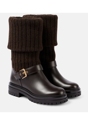 Gianvito Rossi Thurso leather-trimmed biker boots