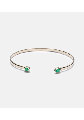 Stone and Strand Myrtle 10kt gold cuff bracelet with emerald