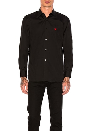 COMME des GARCONS PLAY Small Red Emblem Cotton Button Down in Black - Black. Size M (also in ).