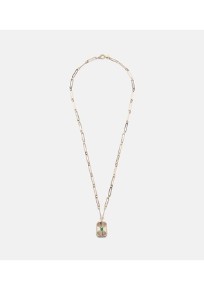 Shay Jewelry 18kt gold Radiant Deco pendant necklace with emerald and diamonds