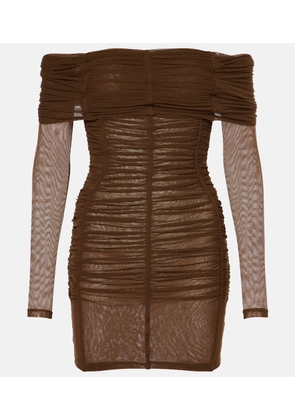 The Attico Ruched off-shoulder jersey minidress