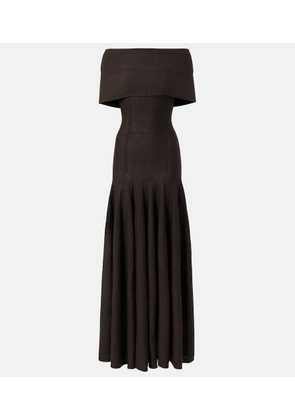 Khaite Ava off-shoulder wool-blend maxi dress