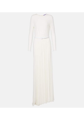 Ralph Lauren Collection Shirred leather-trimmed maxi dress