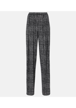 Norma Kamali Pleated plaid wide-leg pants